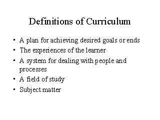 Definitions of Curriculum